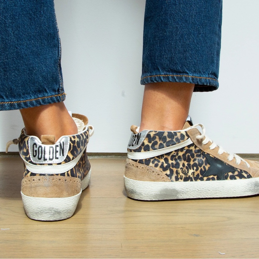 Golden Goose Mid Star Sneaker Leopard/Black sz 36 New in Box